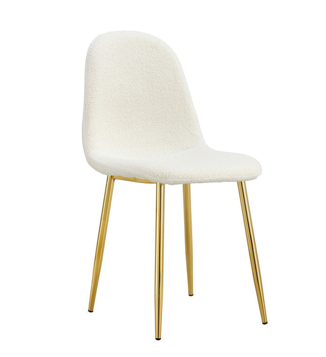 Chaise SCANDINAVE BONNIE beige molletonne doudou pieds gold