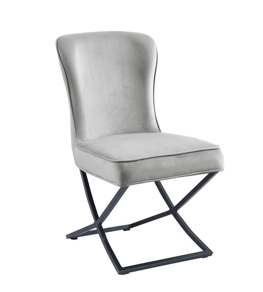 Chaise GABRIELLE Métal noir Velours Capitonné gris