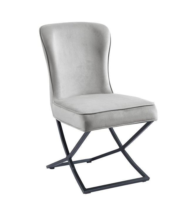 Chaise GABRIELLE Métal noir Velours Capitonné gris