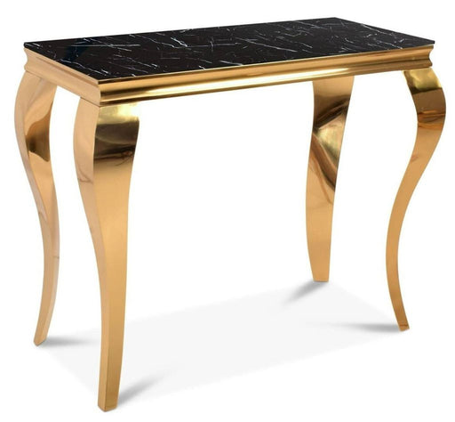 Console BAROQUE Gold plateau en verre marbré-noir 110x50x85 cm