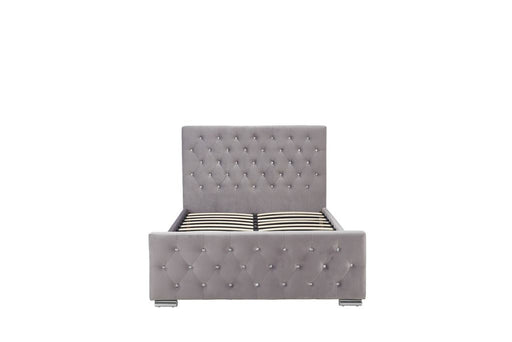 Lit 2 places 140x190 cm PRESTIGE velours  sommier inclus gris