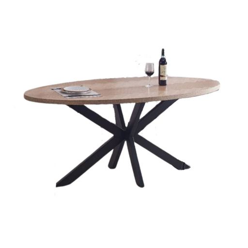 Table à manger en bois GAIA pieds en métal noir chêne