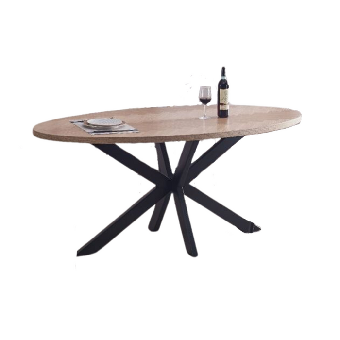 Table à manger en bois GAIA pieds en métal noir chêne