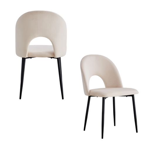 Chaise TEDDY métal noir velours beige