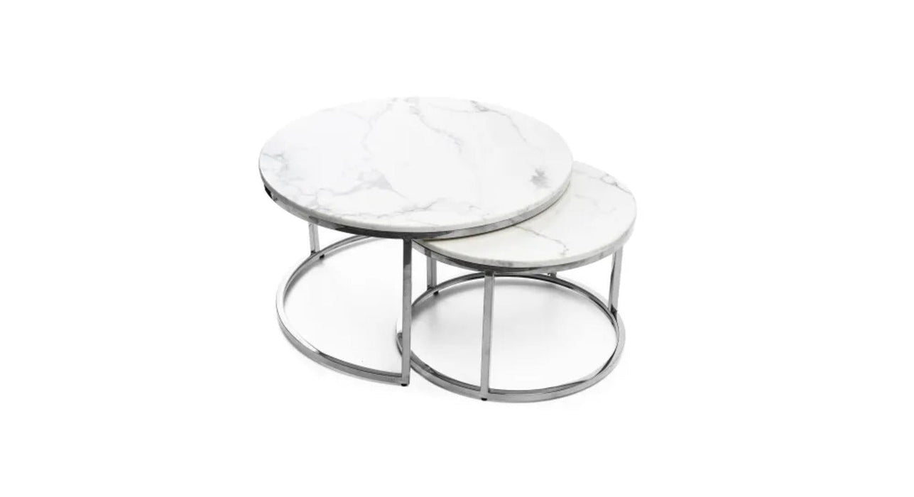 Lot de 2 tables Basses Gigogne ARTO inox et plateau en verre - image 1