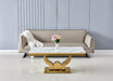 Table basse Trofy Gold et plateau en verre 120x70 cm - image 1