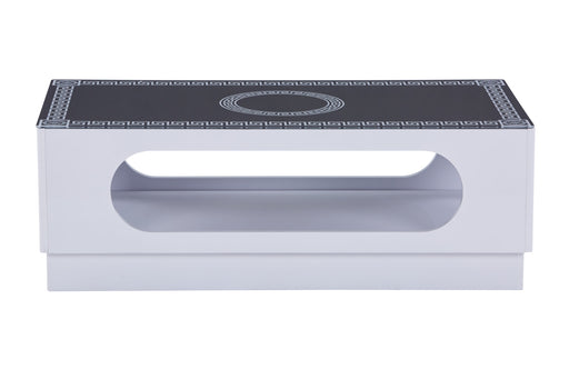 TABLE BASSE VERSASH BLANC EN VERRE FUME NOIR 120x60x45 cm