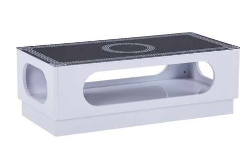 TABLE BASSE VERSASH BLANC EN VERRE FUME NOIR 120x60x45 cm