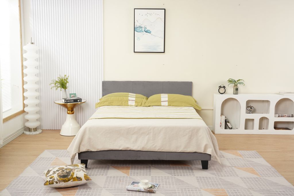 Lit 2 places 140x190 cm MELBOURNE Velours avec sommier intégré