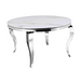 Table à manger ronde BAROQUE chrome  130x75 cm marbré blanc