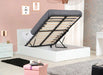 Lit coffre 2 places 140x190 cm BASTIEN simili cuir sommier inclus blanc