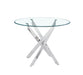 Table a manger ronde JESSICA XXL chrome 120 cm 4 couverts transparent