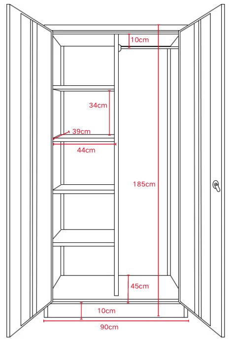 ARMOIRE EN METAL ANTHRACITE DEUX PORTES EFFET CHENE 90x45x185cm - image 4