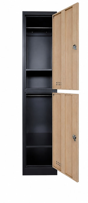 ARMOIRE EN COLONNE ANTHRACITE EN METAL DEUX PORTES EFFET CHENE 38x45x185cm - image 3