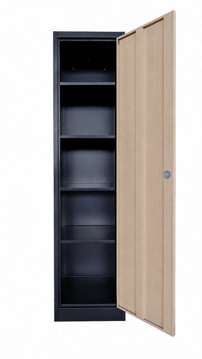 ARMOIRE EN COLONNE ANTHRACITE EN METAL UNE PORTE EFFET CHENE 45x45x185cm - image 2
