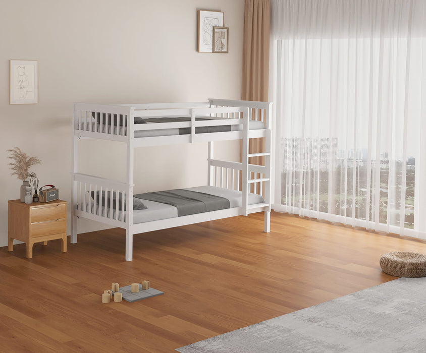LIT SUPERPOSE BATNA EN BOIS 1+1 BLANC 90X190cm - image 3