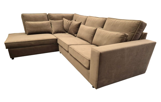 CANAPE LE BRISTOLA ANGLE GAUCHE VELOURS TAUPE 315X230cm