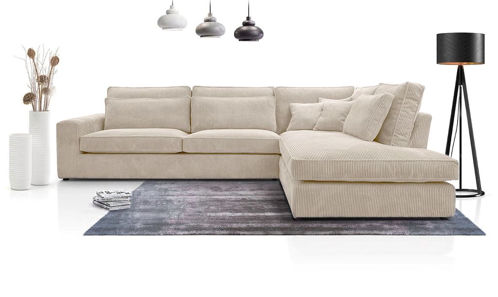 CANAPE LE BRISTOLA ANGLE DROIT CÔTELÉ ÉCRU 315X230cm - image 1