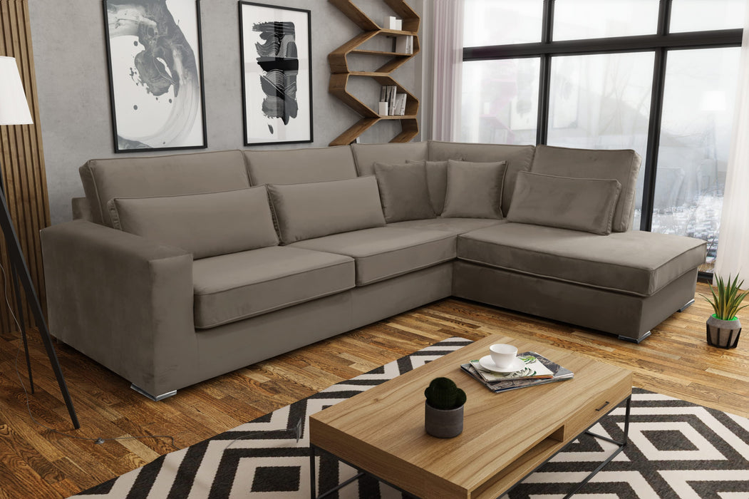 CANAPE LE BRISTOLA ANGLE DROIT VELOURS MOKA 315X230cm - image 1