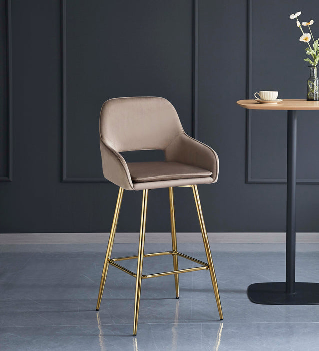 TABOURET DE BAR ATHENA PIED GOLD VELOURS TAUPE - image 5
