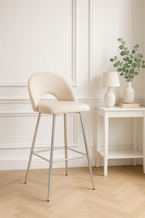 TABOURET DE BAR TEDDY PIED CHROME VELOURS BEIGE - image 5