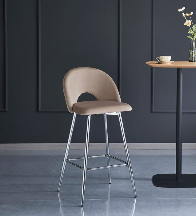 TABOURET DE BAR TEDDY PIED CHROME VELOURS TAUPE - image 5