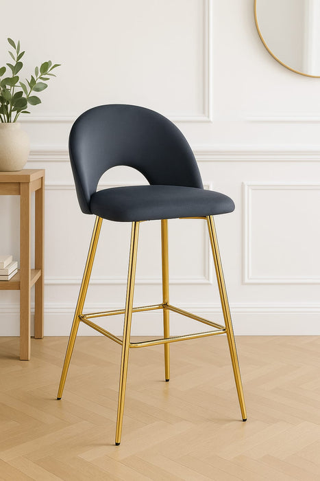 TABOURET DE BAR TEDDY PIED GOLD VELOURS ANTHRACITE - image 5