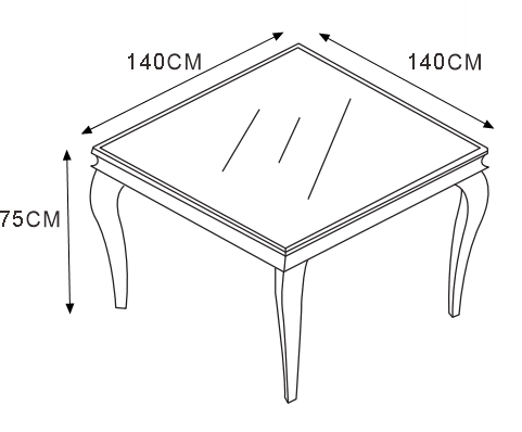 TABLE REPAS BAROQUE CARREE GOLD MARBRE BLANC 140x140x75cm