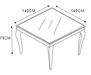 TABLE REPAS BAROQUE CARREE GOLD MARBRE BLANC 140x140x75cm - image 1