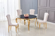 TABLE BAROQUE RONDE PIEDS GOLD PLATEAU EN VERRE MARBRE NOIR 130x75cm - image 3
