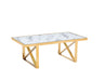 Table repas LEVANTO gold plateau en verre trempé - image 2