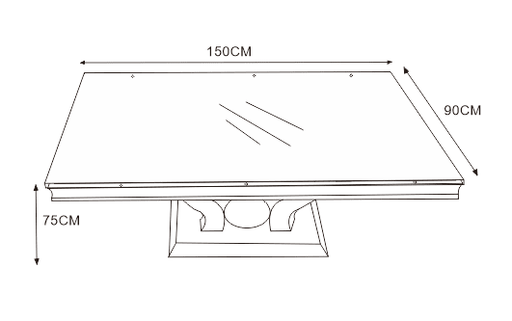 TABLE REPAS TROFY BLANC DE BLANC 150x90x75cm