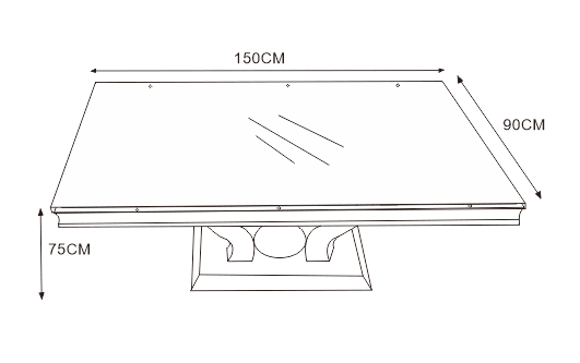 TABLE REPAS TROFY MARBRE NOIR 150x90x75 cm