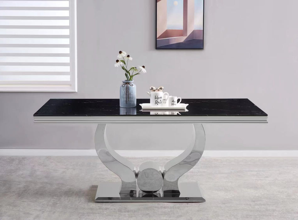 TABLE REPAS TROFY MARBRE NOIR 150x90x75 cm