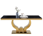 Table à manger TROFY 6 à 8 personnes gold verre 180x90 cm marbré noir