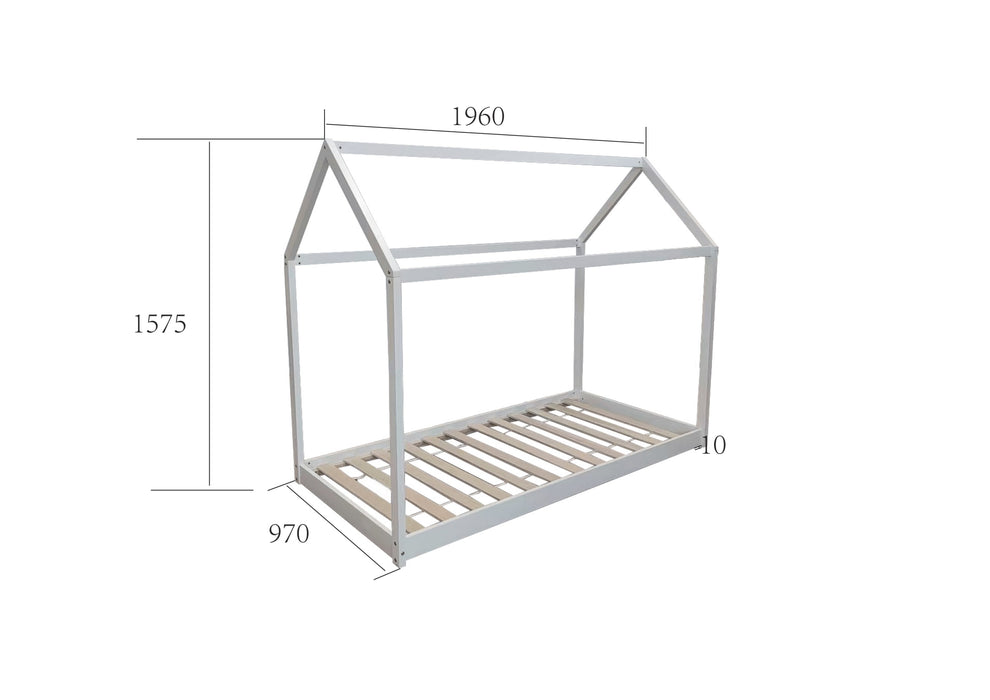 LIT CABANE EN BOIS BLANC 90x190 cm - image 2