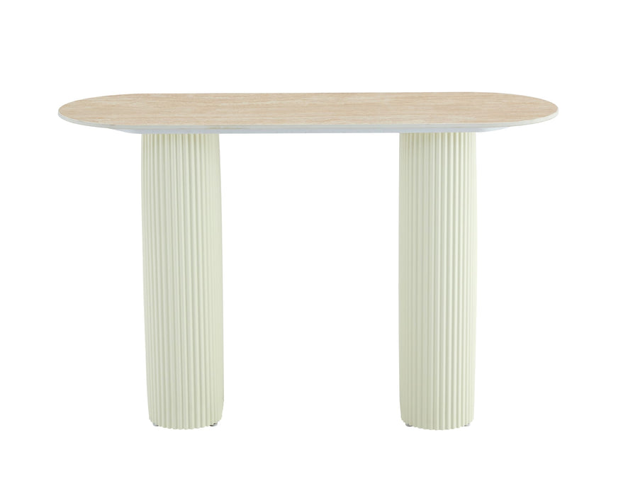 CONSOLE ROXY PIED BEIGE PLATEAU CERAMIQUE TRAVERTIN MAT