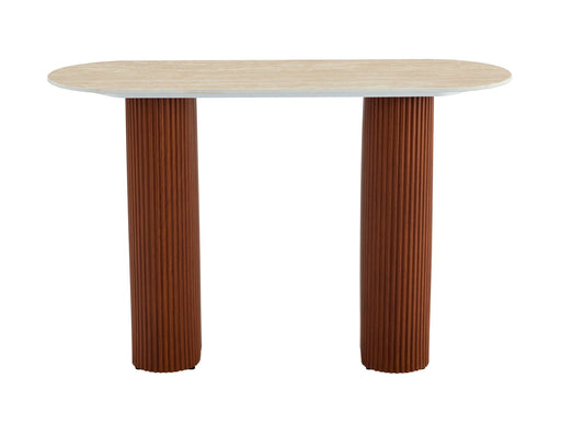 CONSOLE ROXY PIED NOISETTE PLATEAU CERAMIQUE TRAVERTIN MAT