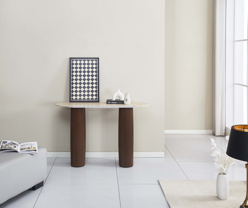 CONSOLE ROXY PIED EFFET NOYER PLATEAU CERAMIQUE TRAVERTIN MAT - image 4