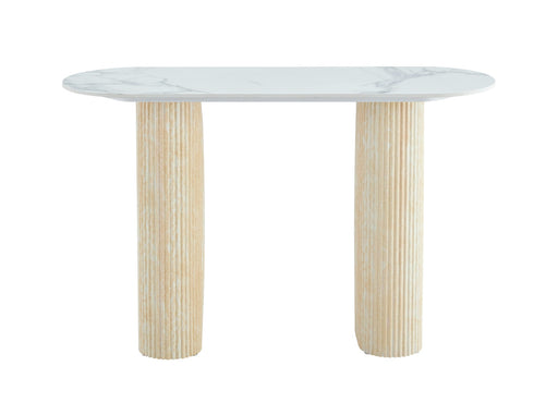 CONSOLE ROXY PIED TRAVERTIN PLATEAU CERAMIQUE MARBRE BLANC