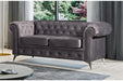CANAPE CLOUTE TIFFANY 2 PLACES VELOURS ANTHRACITE 184x88cm