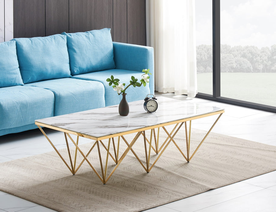 TABLE BASSE GIZEH GOLD MARBRE BLANC 130X70X42CM