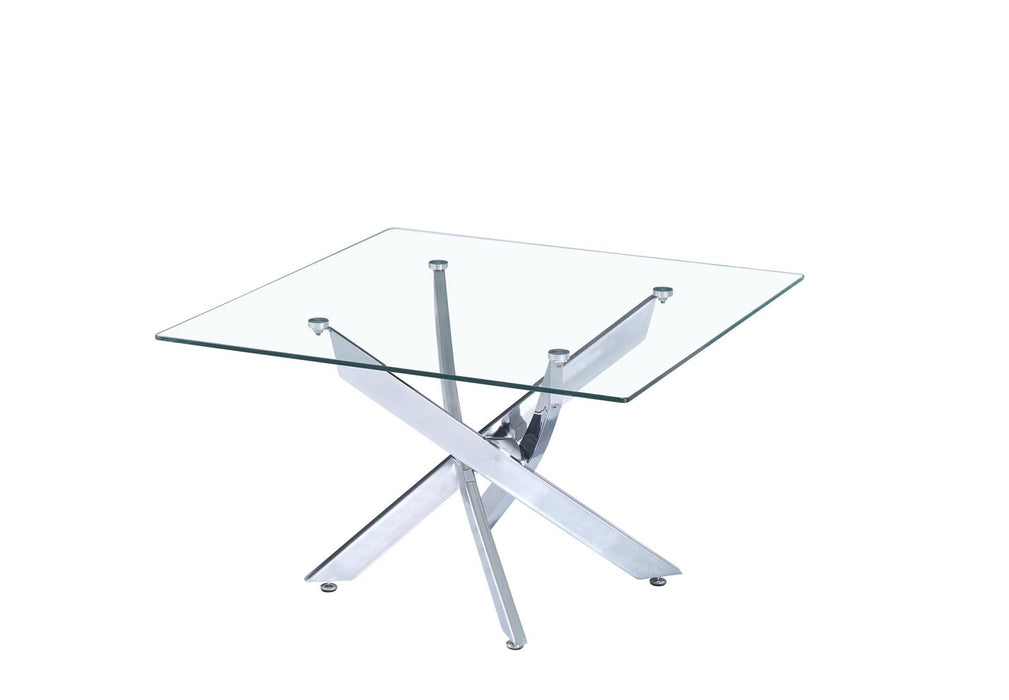 TABLE BASSE CARRE JESSY CHROME TRANSPARENT 80x80 cm