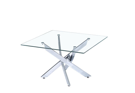 TABLE BASSE CARRE JESSY CHROME TRANSPARENT 80x80 cm