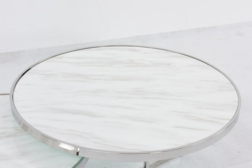 TABLE BASSE MIAMI CHROME MARBRE BLANC