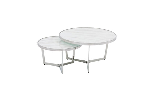 TABLE BASSE MIAMI CHROME MARBRE BLANC