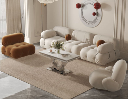 TABLE BASSE INVICTUS CHROME BLANC DE BLANC 120X60CM