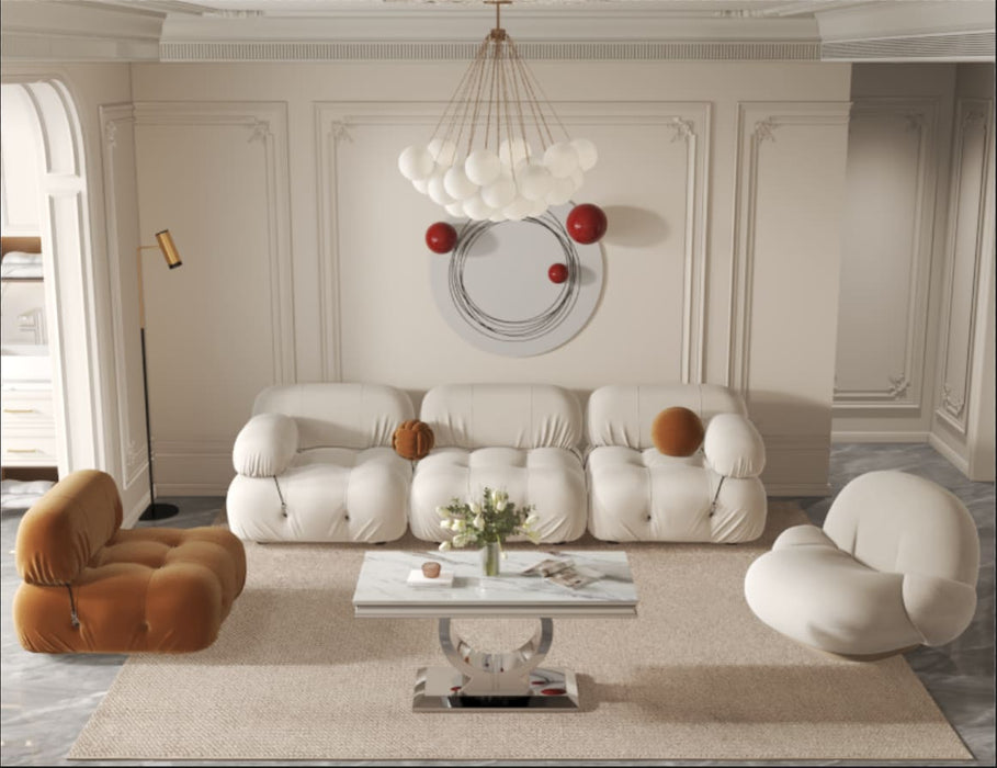 TABLE BASSE INVICTUS CHROME MARBRE BLANC 120x60 cm