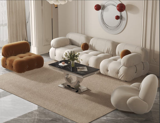 TABLE BASSE INVICTUS CHROME MARBRE NOIR 120x60 cm