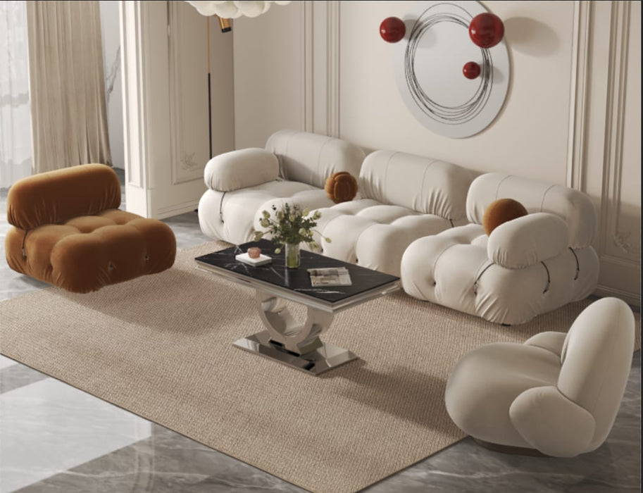 TABLE BASSE INVICTUS CHROME MARBRE NOIR 120x60 cm